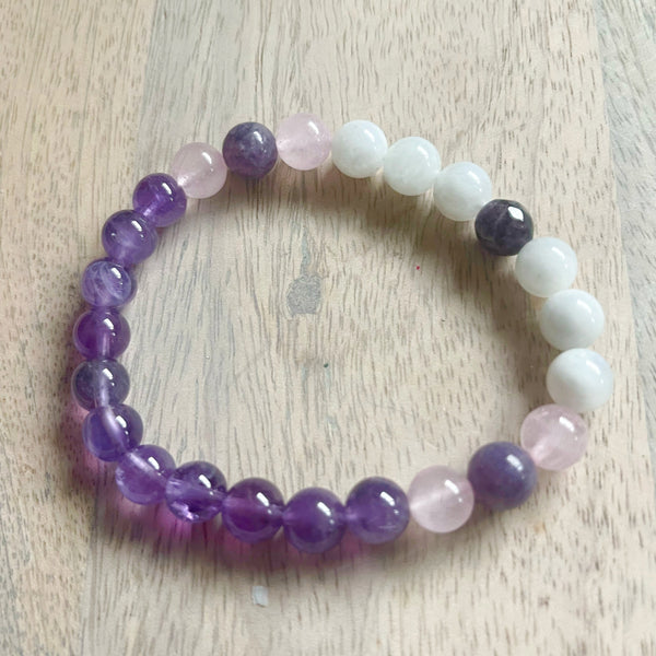 Rose Quartz, Amethyst & Moonstone Bracelet