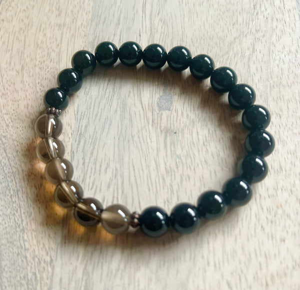 Smoky Quartz & Black Onyx Bracelet