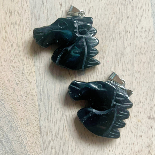 Black Tourmaline Unicorn Necklace