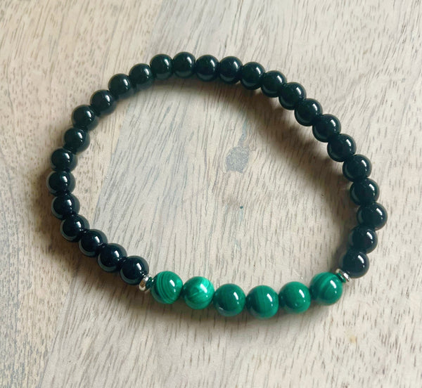 Small Malachite & Black Onyx Bracelet