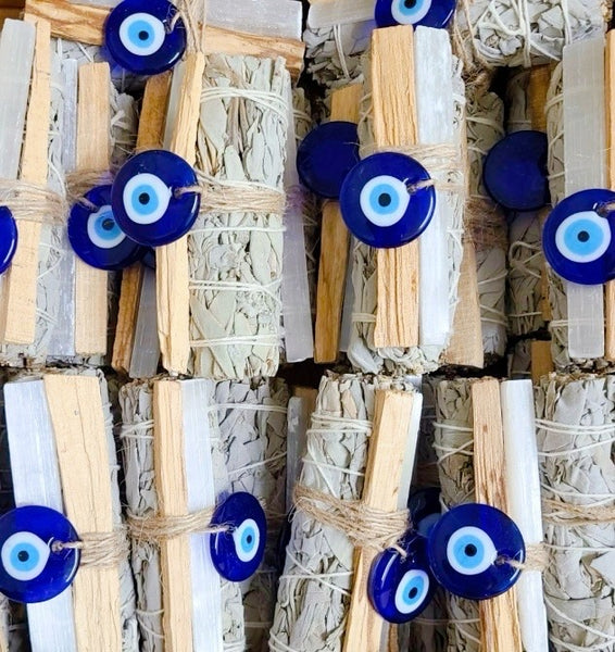 Evil Eye Selenite & Palo Santo Wood Smudging Bundle