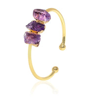 Unique Rough Gold-Plated Amethyst Adjustable Bracelet