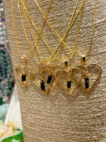 Gold-Plated Black Tourmaline Heart Necklace