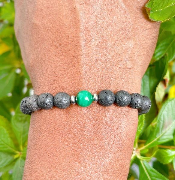 Rare Malachite & Lava Stone Bracelet