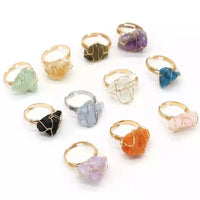 Wire-Wrapped Assorted Rough Gemstone Ring