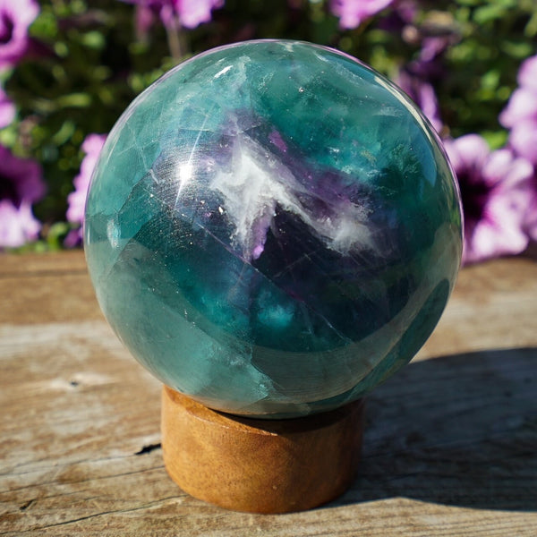 Medium Fluorite Sphere with Mini Clear Stand