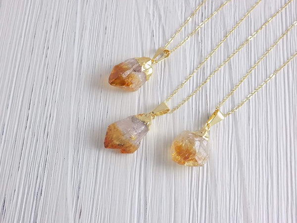 Rough Gold-Plated Citrine Necklace