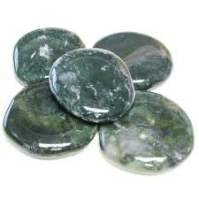 Green Moss Agate Palm Stone