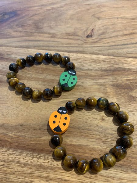 Kid’s Tiger's Eye Ladybug Bracelet