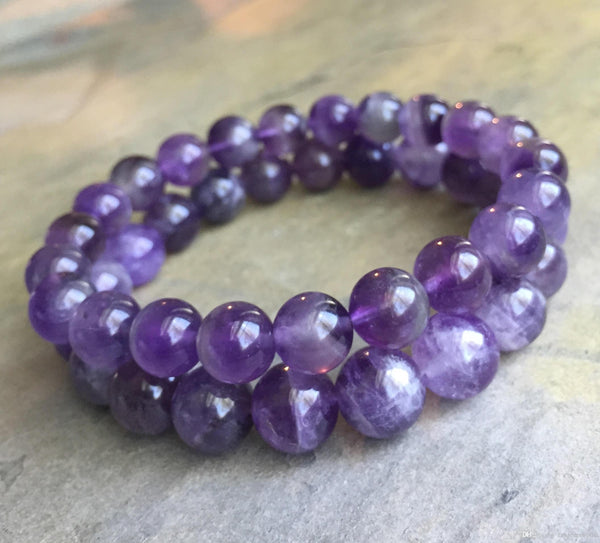 Medium Dark Amethyst Beaded Bracelet