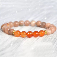 Unique Carnelian & Peach Moonstone Bracelet