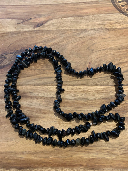 Polished Black Obsidian Protection Necklace - Approx 26” long