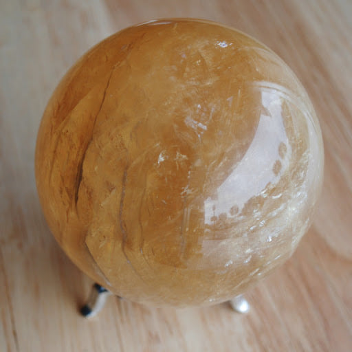 Honey Calcite Sphere with Stand