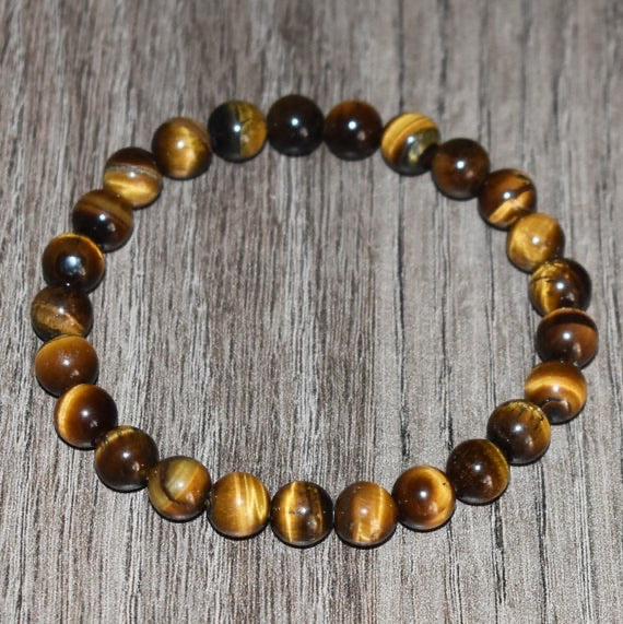 Tiger Eye Beaded Bracelet for Larger Wrists