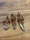 Rough Clear Quartz Copper Wire Wrapped Pendant