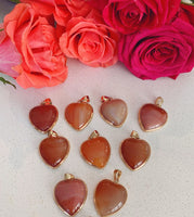 Gold-Plated Carnelian Heart Pendant with Gold Plated Necklace