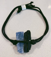 Black Tourmaline & Blue Kyanite Adjustable Bracelet