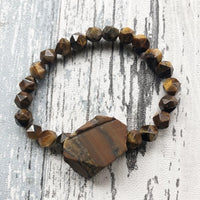 Tiger Eye Faceted and Rough Stone Bracelet