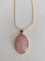 Polished Gold-Plated Rose Quartz Necklace
