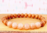 Unique Sandalwood & Peach Moonstone Bracelet