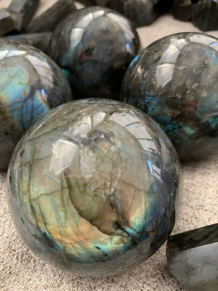 Madagascar Labradorite Sphere with Stand