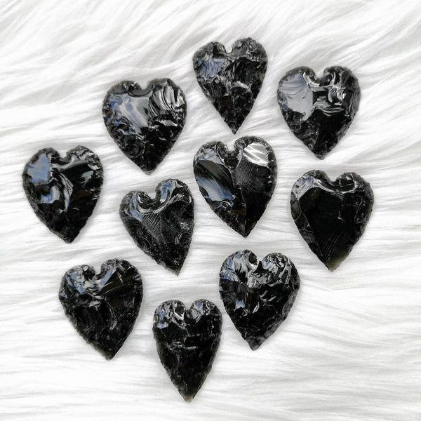 Hand Carved Black Obsidian Heart