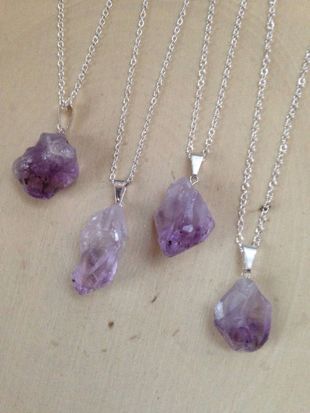 Small Rough Amethyst Pendant & Necklace
