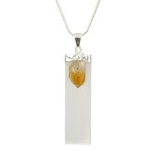 Rough Selenite with Citrine Necklace Chain Included!