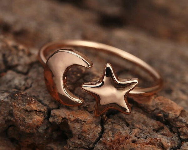 Star Moon Adjustable Ring